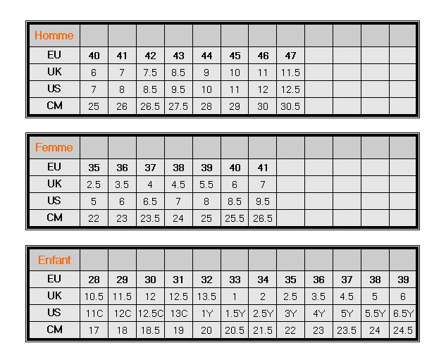 Guide taille nike homme chaussure Clearance